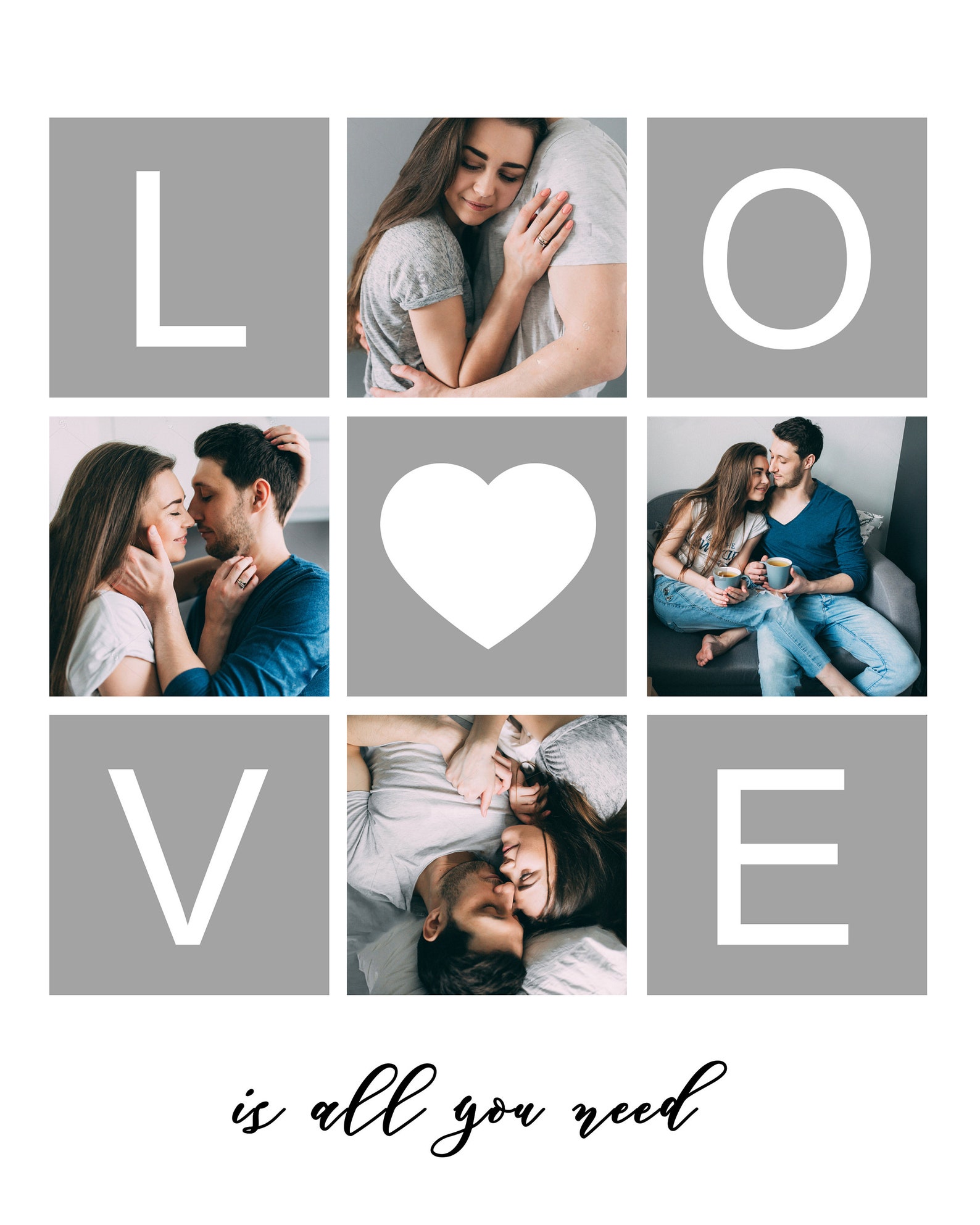 Love Photo Collage Valentine's Day Gift Valentine Print Etsy