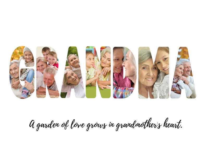 Grandmother Photo Collage Personalized Grandmom Gift Custom Etsy