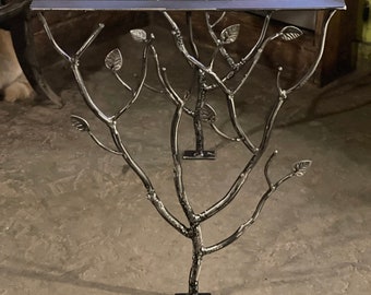 Forged Iron Forest Trees With Leaves Table Trestles, Modern Rustic Railing Balusters, Bench Legs, Desk Legs, Dining Table