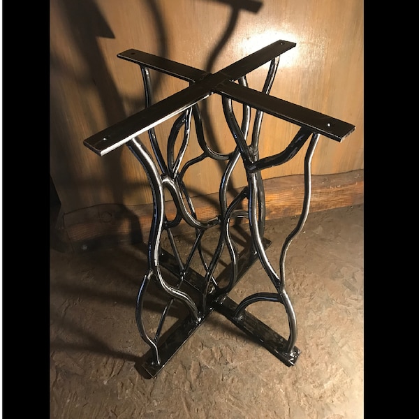 Forged Iron Branch Accent Table Base, Forest Plus Shaped Modern Rustic End Table