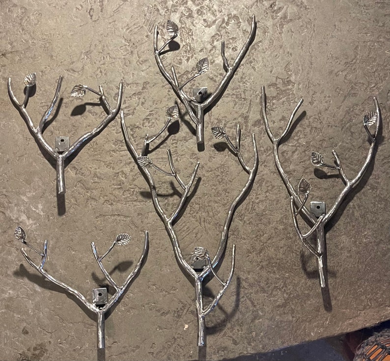 Forged Iron Forest Branch Hanger With Leaves Coat Rack Wall - Etsy
