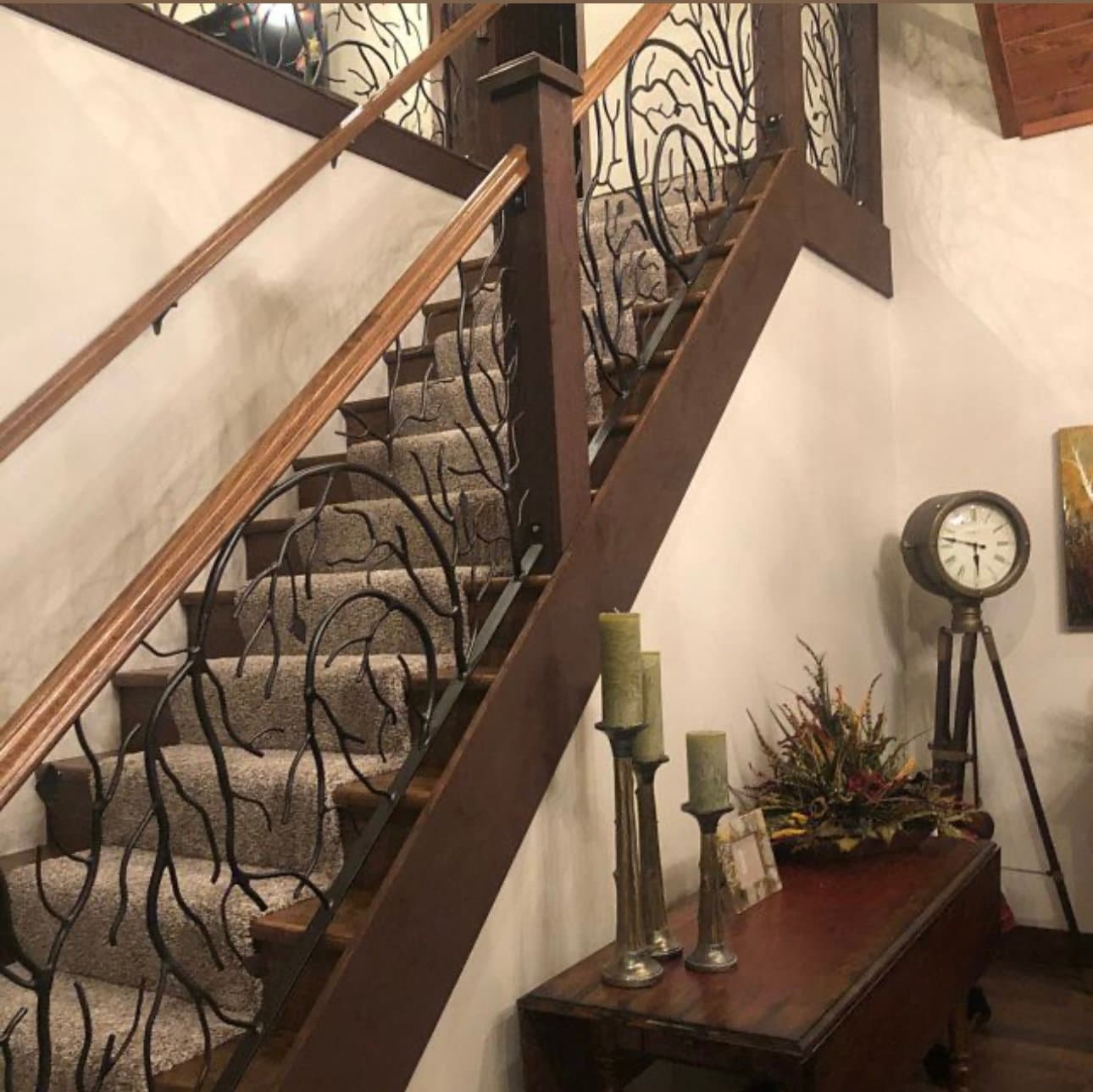 Forged Iron Elegant Branch and Leaves Stair Railings, Custom Stair Railings, Branch Railings, French Country,  Sold Per Linear Ft
