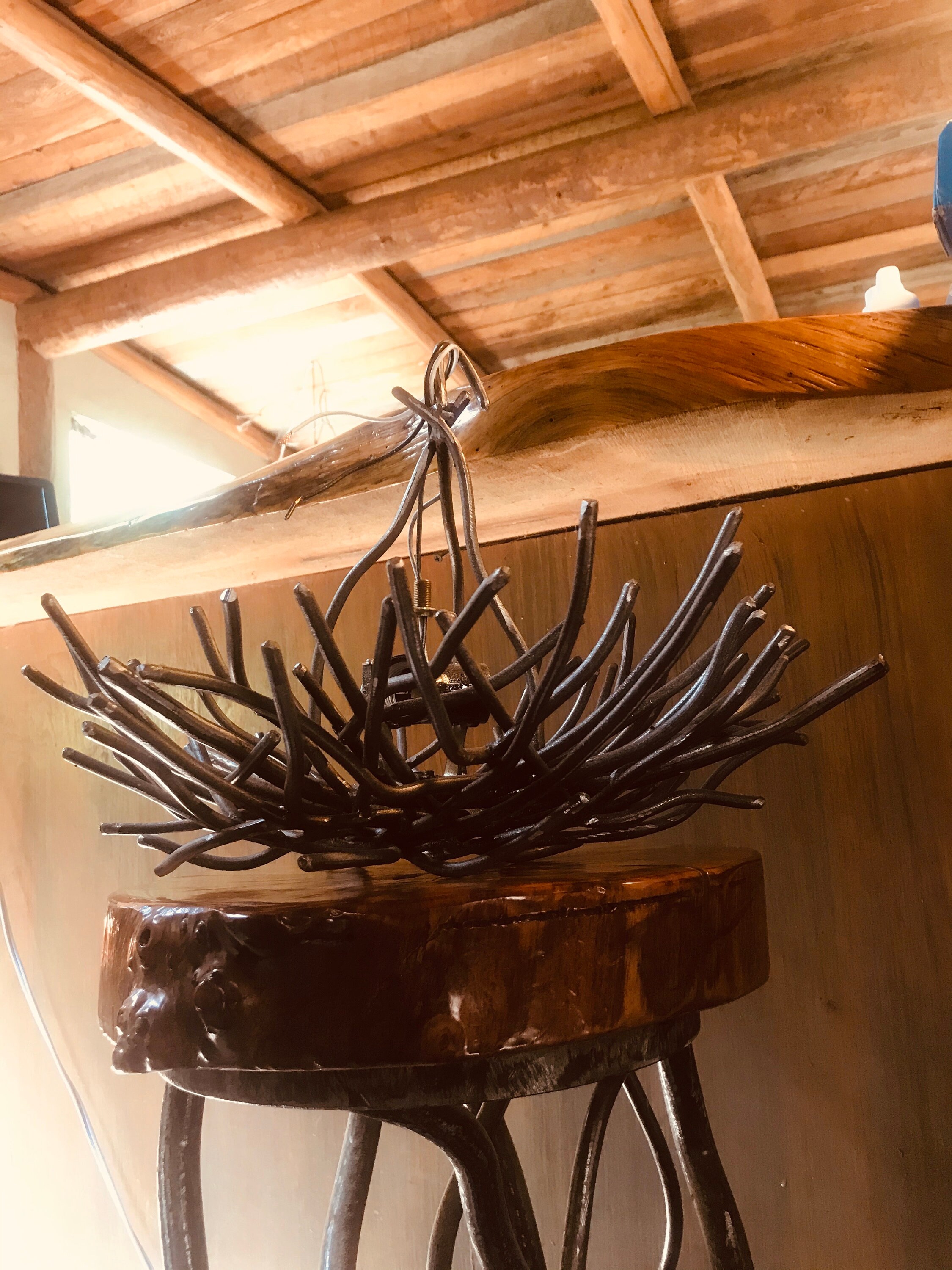 Steel Bird Nest Light Natural Organic Forest Etsy