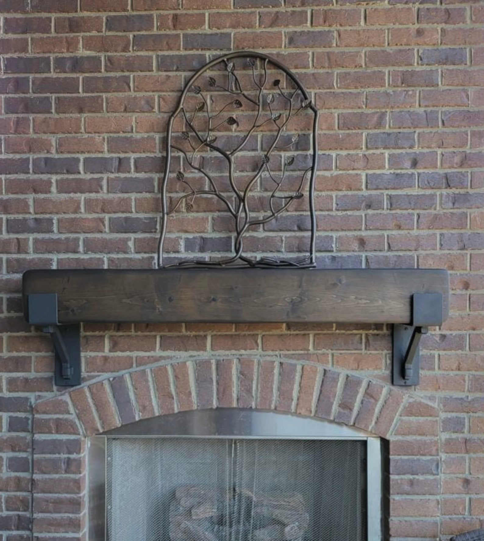 Iron Forest Tree Garden Gate, Metal Wall Art, Rustic Window