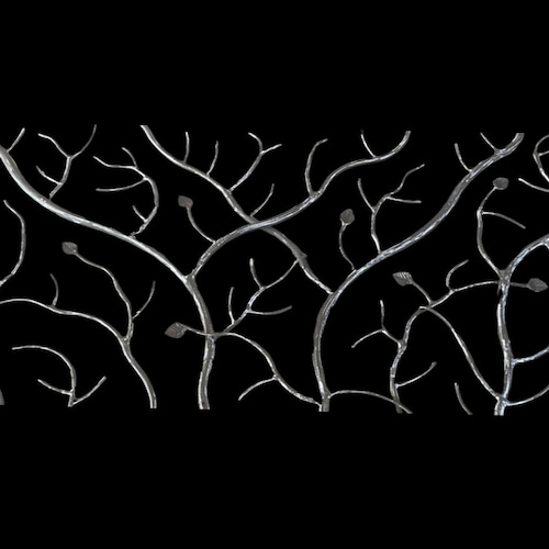 Forged Iron Scandinavian Forest Design Stair Railing,  Custom Iron Railing Panels, Metal Stair Railing, by linear ft