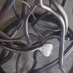 Forged Iron Accent End Table, Metal Furniture, Iron Sculpted Branches and Leaves, Coffee Table