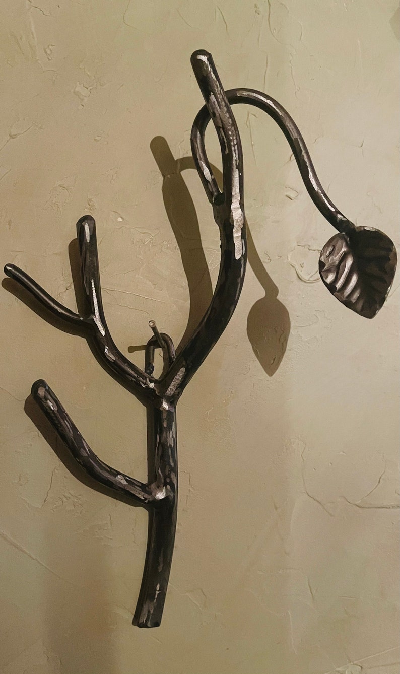 Iron Forest Branch Coat Hook Rustic Metal Leaf Wall Etsy