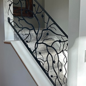 Forged Iron Twisted Tree Stair Railing, Custom Metal Railing, Rustic Branch Stair Railings, Branch Railings