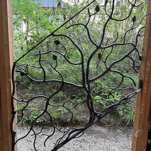 Forged Iron Twisted Tree Stair Railing, Custom Metal Railing, Rustic ...