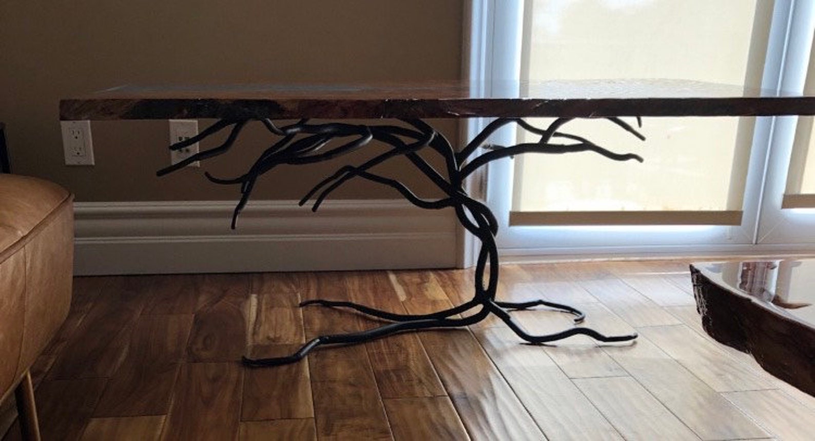 Iron Twisted Leaning Tree Branch Table Base Metal Etsy