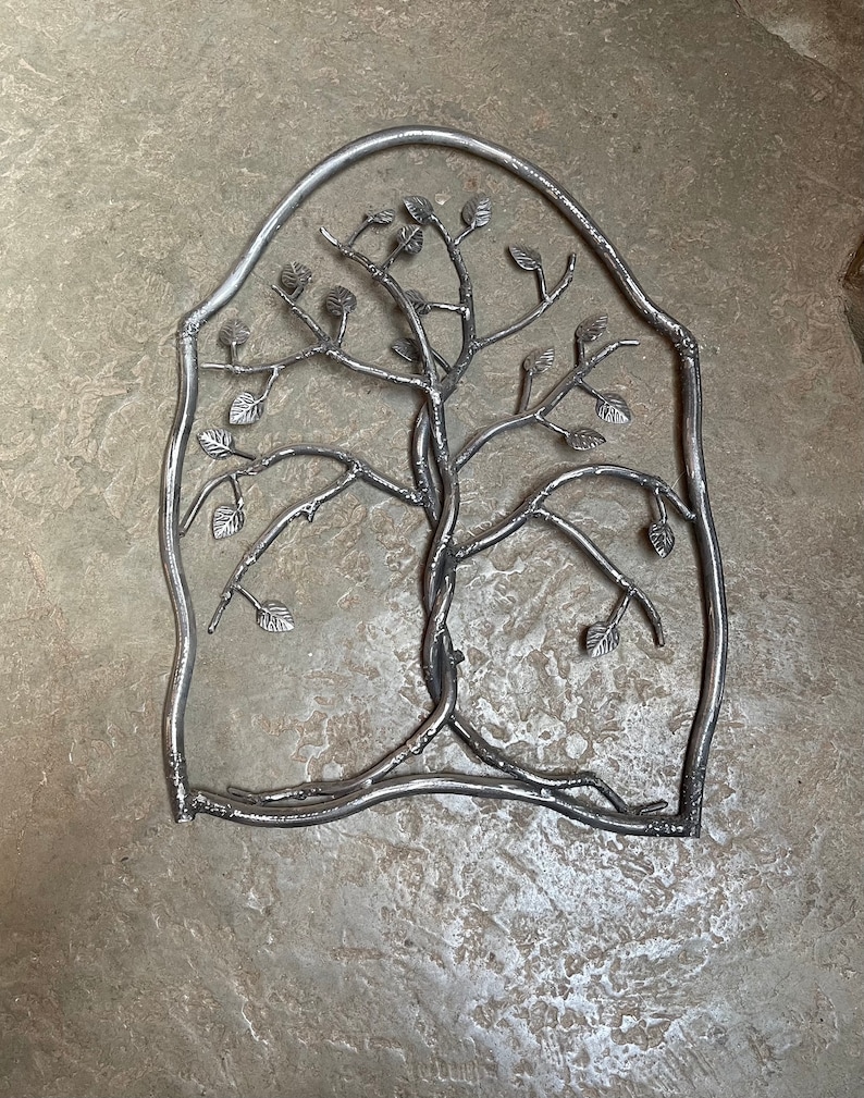 Iron Forest Tree Garden Gate, Metal Wall Art, Rustic Window