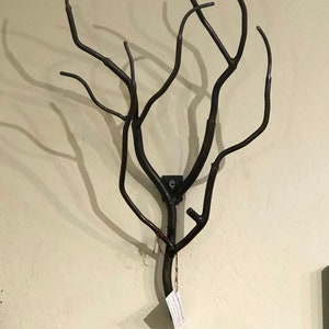 Forged Iron Tree Branch Hanger, Rustic Coat Towel Hook, Coat Rack, Rustic Wall Hook, Iron Tree Branch