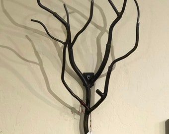 Forged Iron Tree Branch Hanger, Rustic Coat Towel Hook, Coat Rack, Rustic Wall Hook, Iron Tree Branch