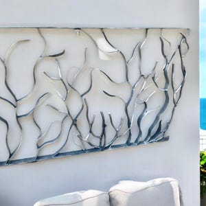 Forged Iron Seaweed Coral Ocean Stair Railing, Coastal Design Railing, Flowing Seagrass Pattern, Metal Beach Railing Panel
