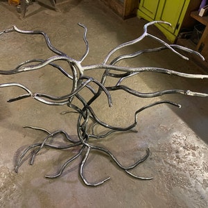 Forged Iron Crooked Tree Branch Table, Accent Table Base, Metal Console Table, Rustic End Table