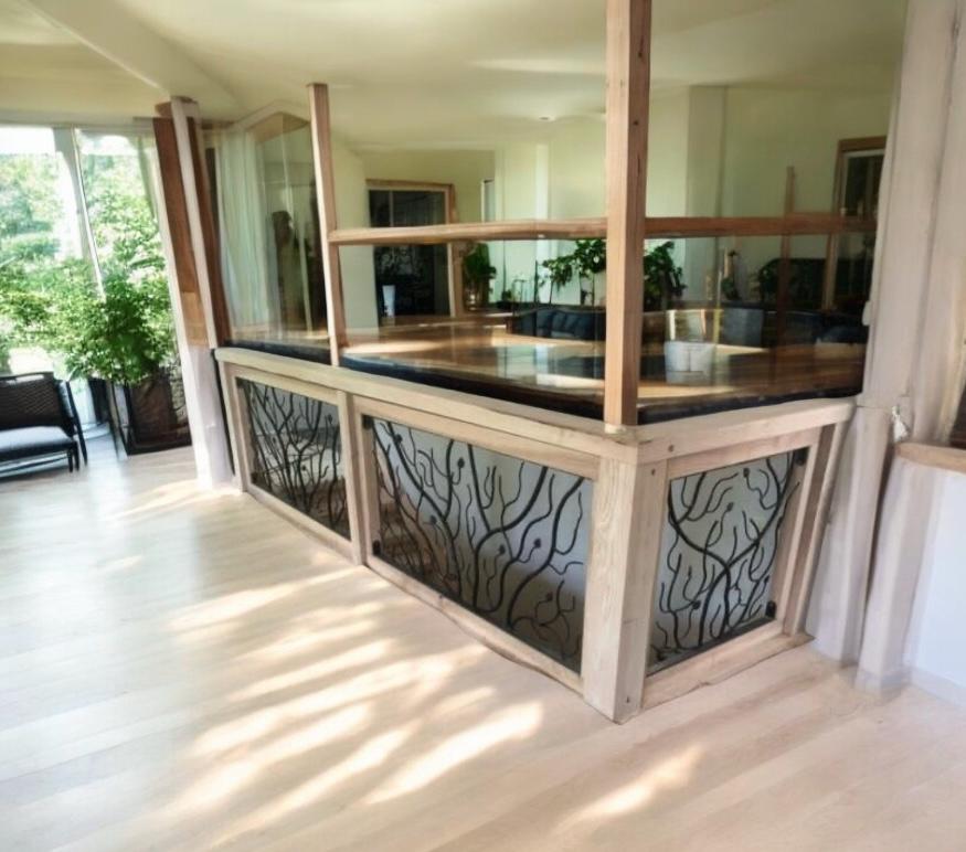 Forged Iron Scandinavian Forest Design Stair Railing, Custom Iron ...