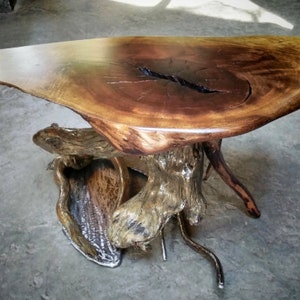 Uprooted Table with Iron Branch Accents, Driftwood, Rustic End Table, Wood and Metal Modern Coffee Table