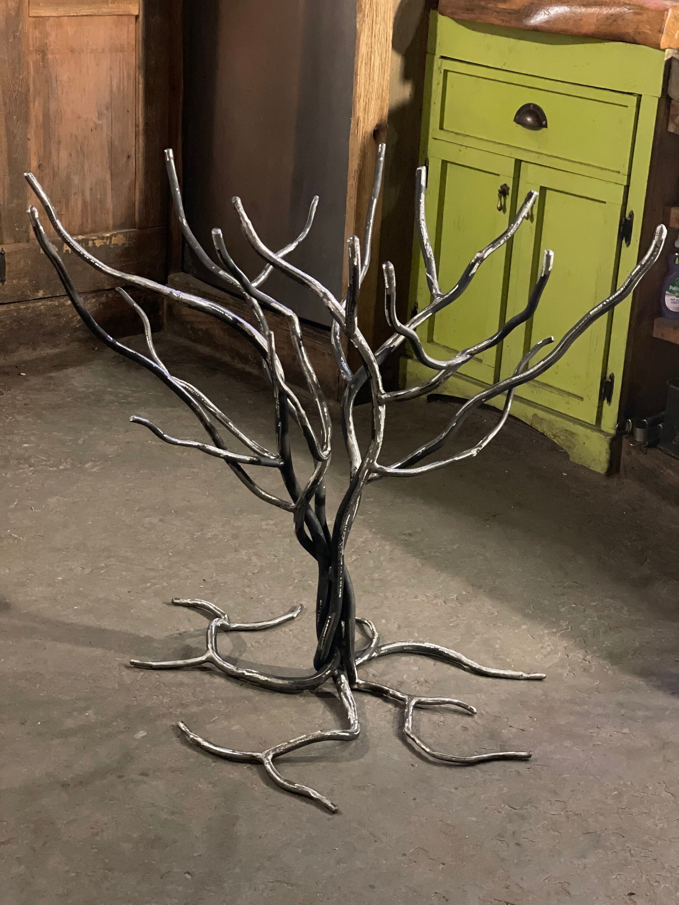 Forged Iron Forest Branch Dining Table Base Rustic Organic Tree