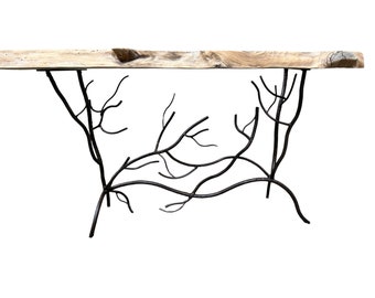 Forged Iron Rustic Forest Console Base, Tree Branch Table Base, Natural Sofa Table, Modern Table