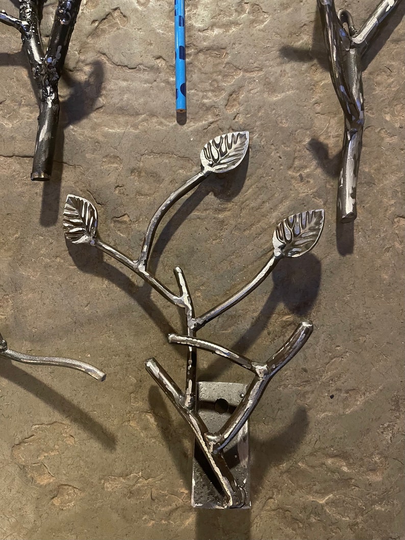 Iron Forest Branch Coat Hook Rustic Metal Leaf Wall Etsy