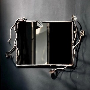 Forged Iron Vine and Leaf Picture Frame, Metal Picture Frame, Iron Mirror, Rustic Frame