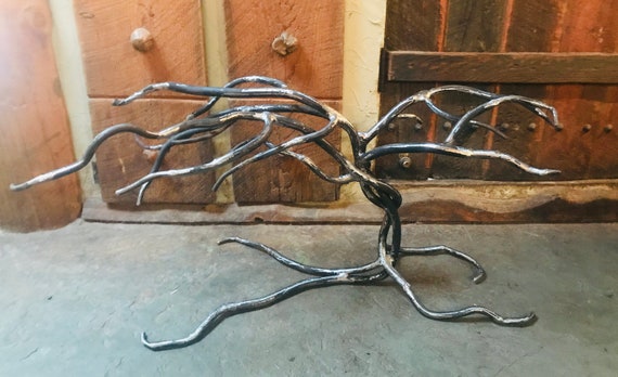 Forged Iron Twisted Leaning Tree Branch Coffee Table Base for