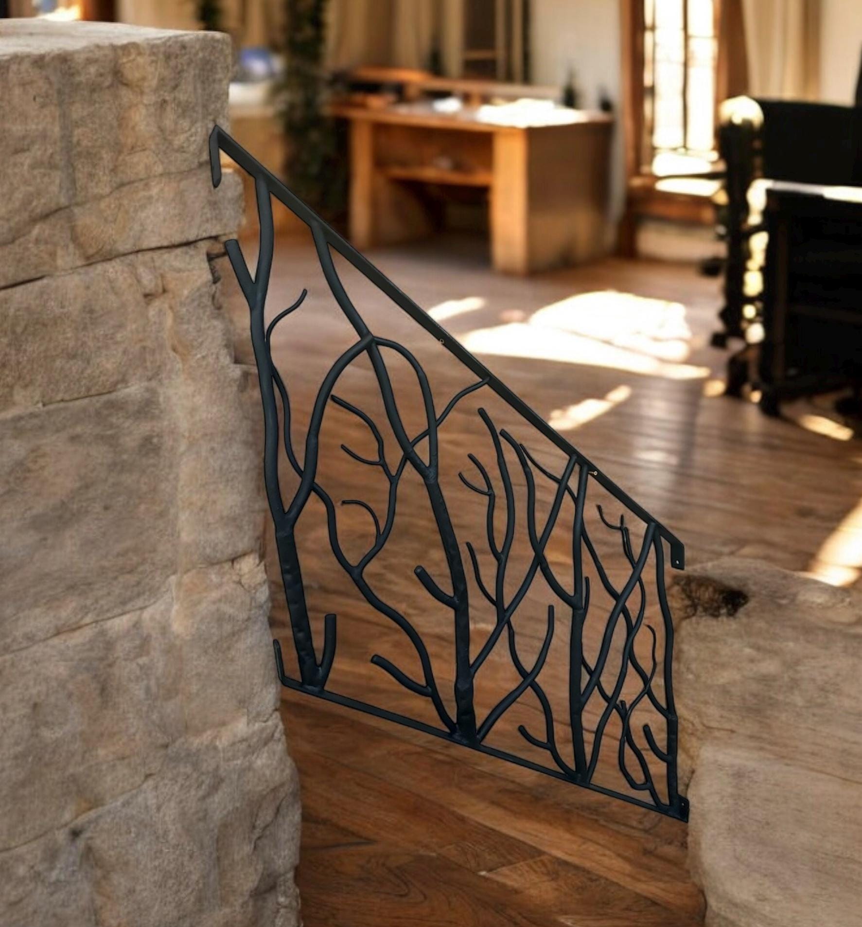 Forged Iron Rustic Branch Railing Sold by Linear Ft, Stair Railing ...