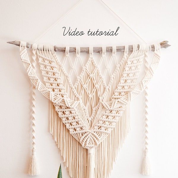 Macrame Wall Hanging VIDEO TUTORIAL, Macrame Pattern, Diy Macrame Wall Art