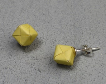 Origami-Ohrstecker Würfel Regenbogen, bunt, Silber