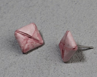 Origami-Ohrstecker Quadrat, pastell, rosa