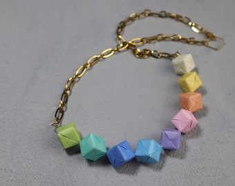 Origami Statement-Kette Würfel Gold