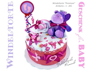 Diaper cake for girls, baby gift baptism birth