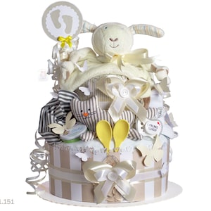 Diaper cake neutral | DIY diaper gift 1.151 in beige with comforter sheep & more | Special baby gift for baby shower