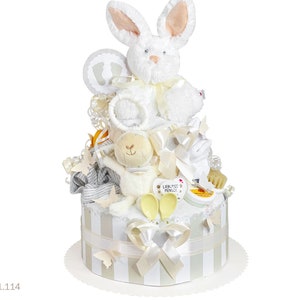| di pannolini neutri Pannolino fai da te regalo 1.114 in beige con coniglio giocattolo coccoloso | Regalo speciale per il bambino per il battesimo di nascita Baby Shower