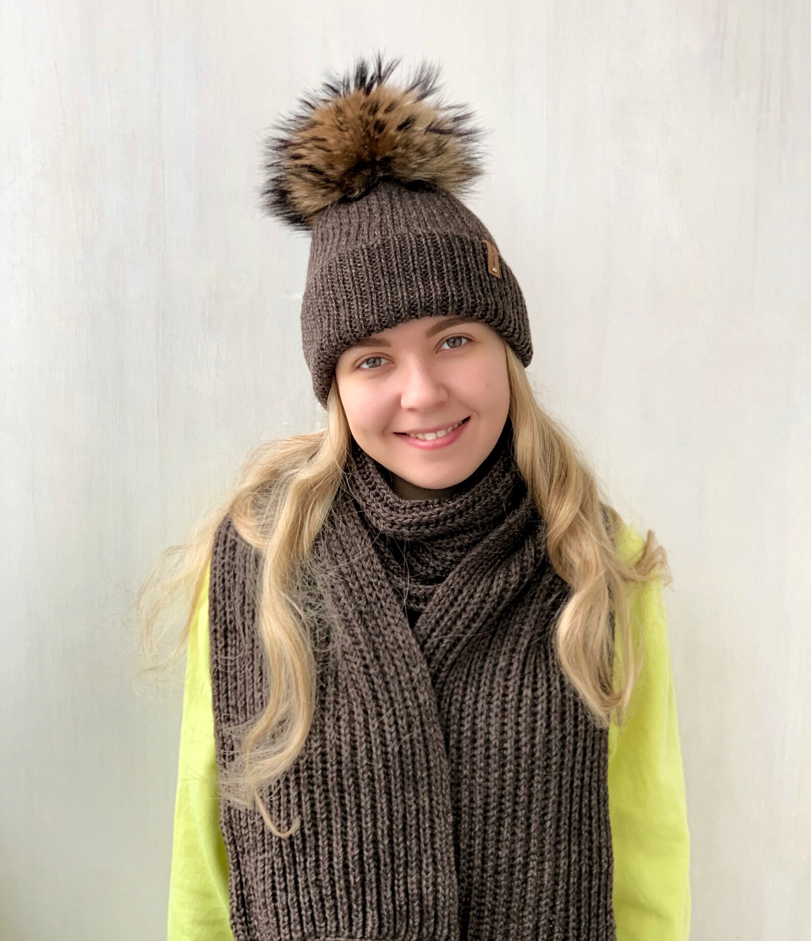 Hat & scarf knit winter hat set pompom hat beanie hat hat Etsy