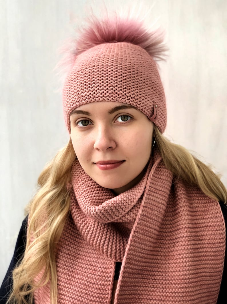 Knit hat and scarf set Scarf with Pocket women beanie hat Etsy