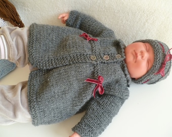 Babystrickjacke  und Mütze Gr.56 -62-68 Merinowolle