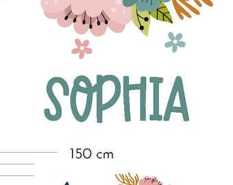 Measuring chart - underwater animals - made of acrylic with name, individual gift for babies and children also for twins and siblings with 2 names