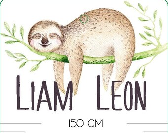 Measuring chart - sloth - made of acrylic with name, individual gift for babies and children, also for twins and siblings