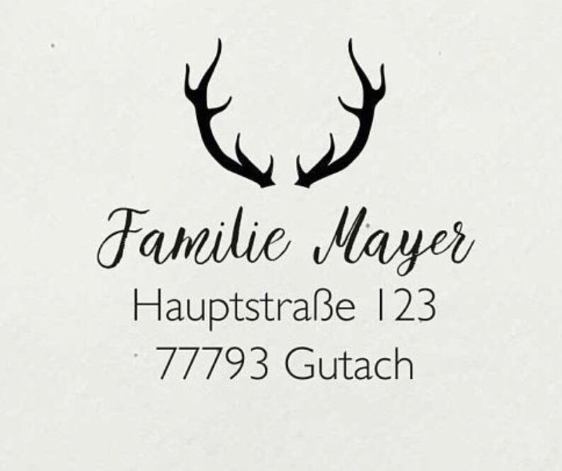 Address stamp with antlers, wood stamp address with antlers, address stamp Black Forest, stamp with address Black Forest image 1