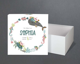 Memory box for children · Underwater Animals · for self-design with name and text · different sizes