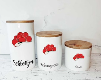 Schwarzwald Dose mit Bollenhut, 3 Größen zur Auswahl, Schwarzwald Geschenk, Aufbewahrung, Bollenhut Souvenir, Keramikdose mit Holzdeckel