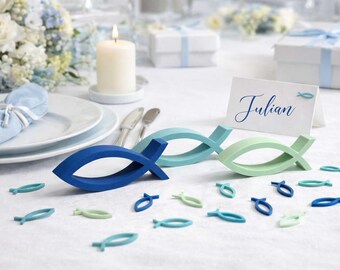 Taufe Tischdeko Fisch Streudeko, Christliche Tischdeko Taufe Kommunion Konfirmation, Fisch Symbol Deko, Tauftisch Dekoration Blau