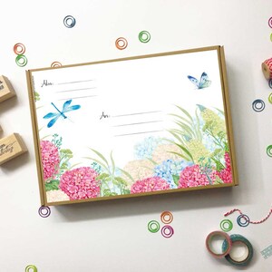 5 pegatinas de paquetes "hortensias" DIN A4 o DIN A5, pegatinas de dirección para maxi letras, etiqueta con hortensias para cartas