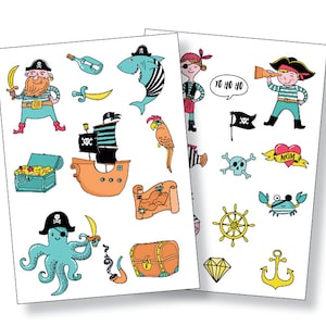 Pegatina pirata, planificador pegatinas con motivo pirata, Mitgebsel cumpleaños de los niños, amigos libro planificador pegatinas, etiquetas pirata, pegatinas para niños