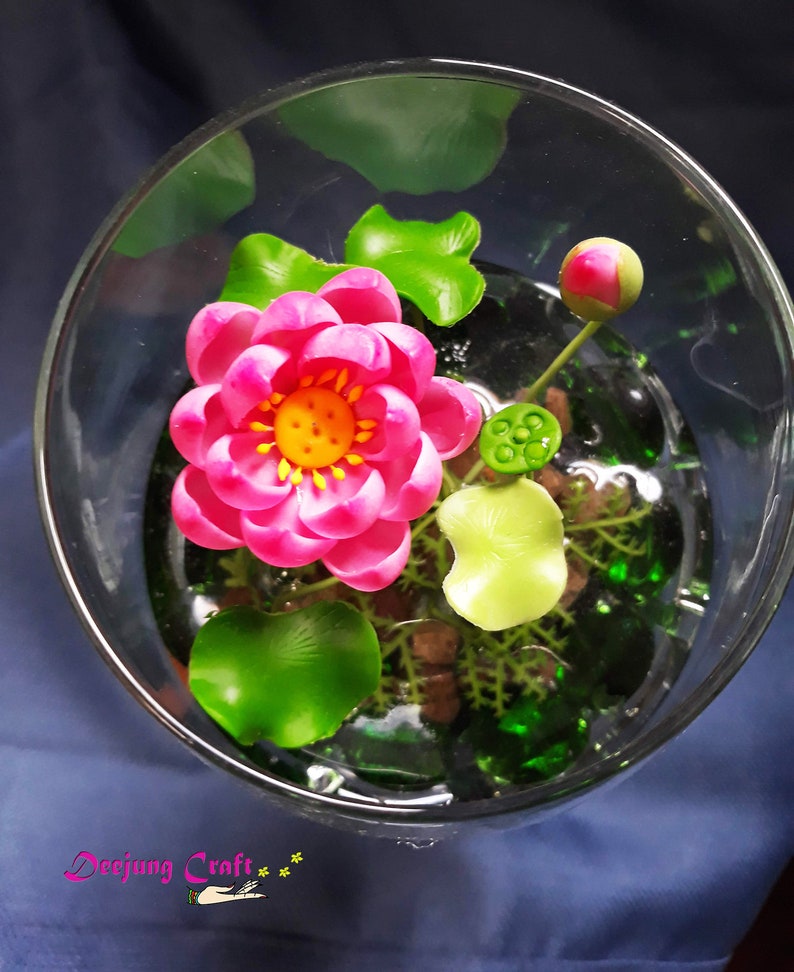 small Lotus-small water lily-desk decor-Artificial Lotus-Artificial tree-Clay Flower-Clay lotus