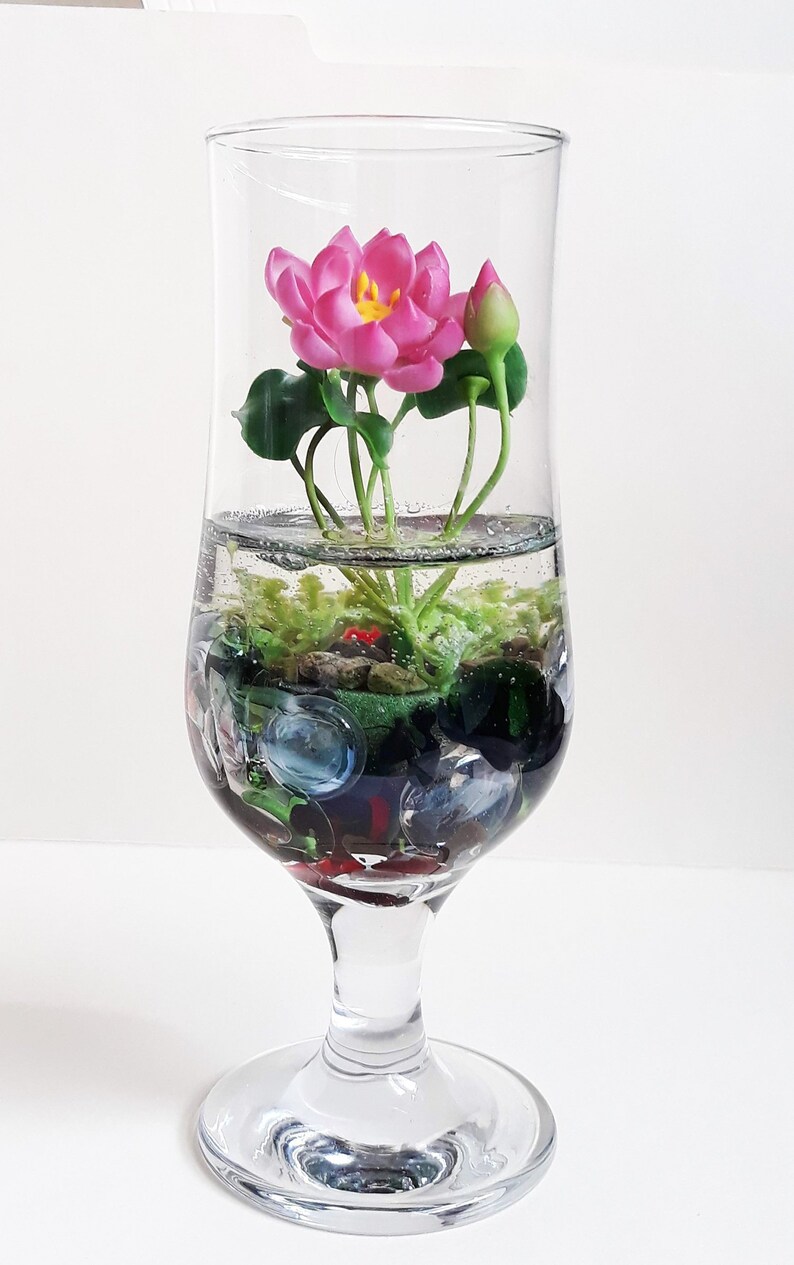 small Lotus-small water lily-desk decor-Artificial Lotus-Artificial tree-Clay Flower-Clay lotus