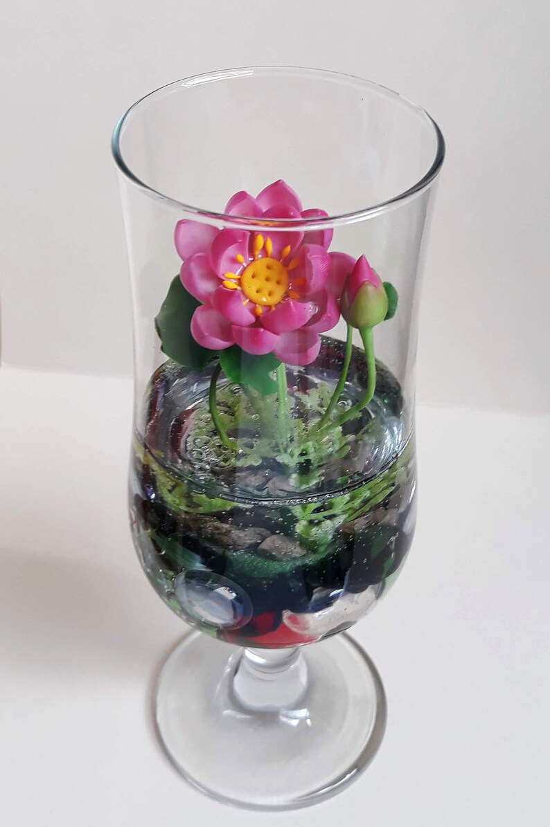small Lotus-small water lily-desk decor-Artificial Lotus-Artificial tree-Clay Flower-Clay lotus