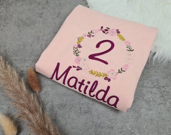 Geburtstagsshirt Mädchen Blumen | Geburtstagsshirt | Shirt mit Zahl | Shirt Geburtstag | Kindershirt | Shirt mit Name