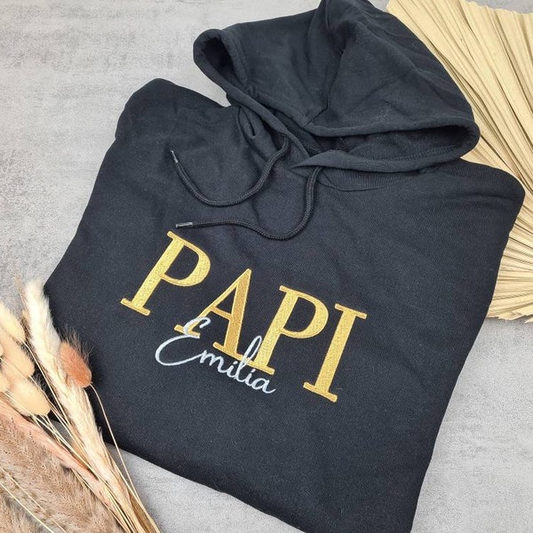 Bestickter Mama/Papa Hoody | Pullover Vatertag | Geburtstag Papi | Familienoutfit | personalisierbar